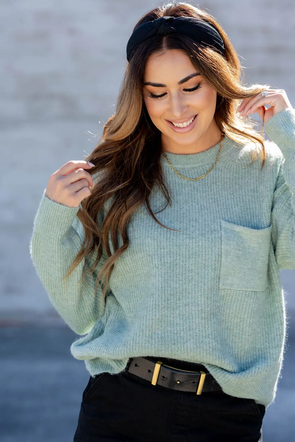 Pocket Accented Knit Sweater