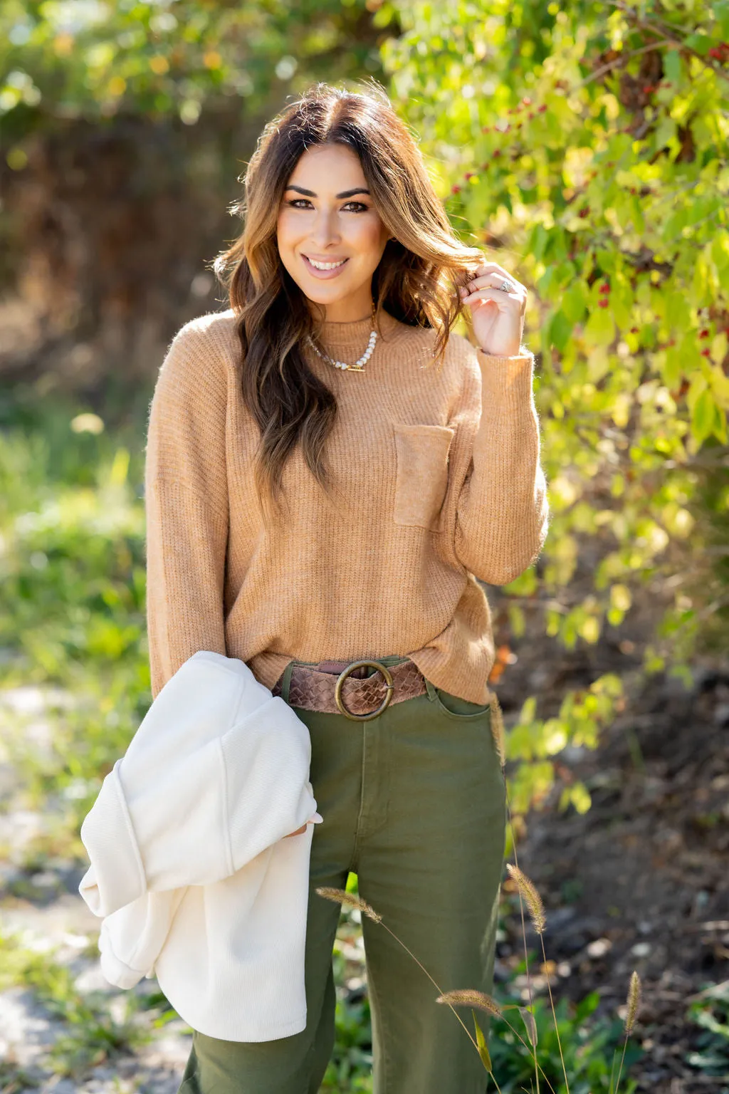 Pocket Accented Knit Sweater