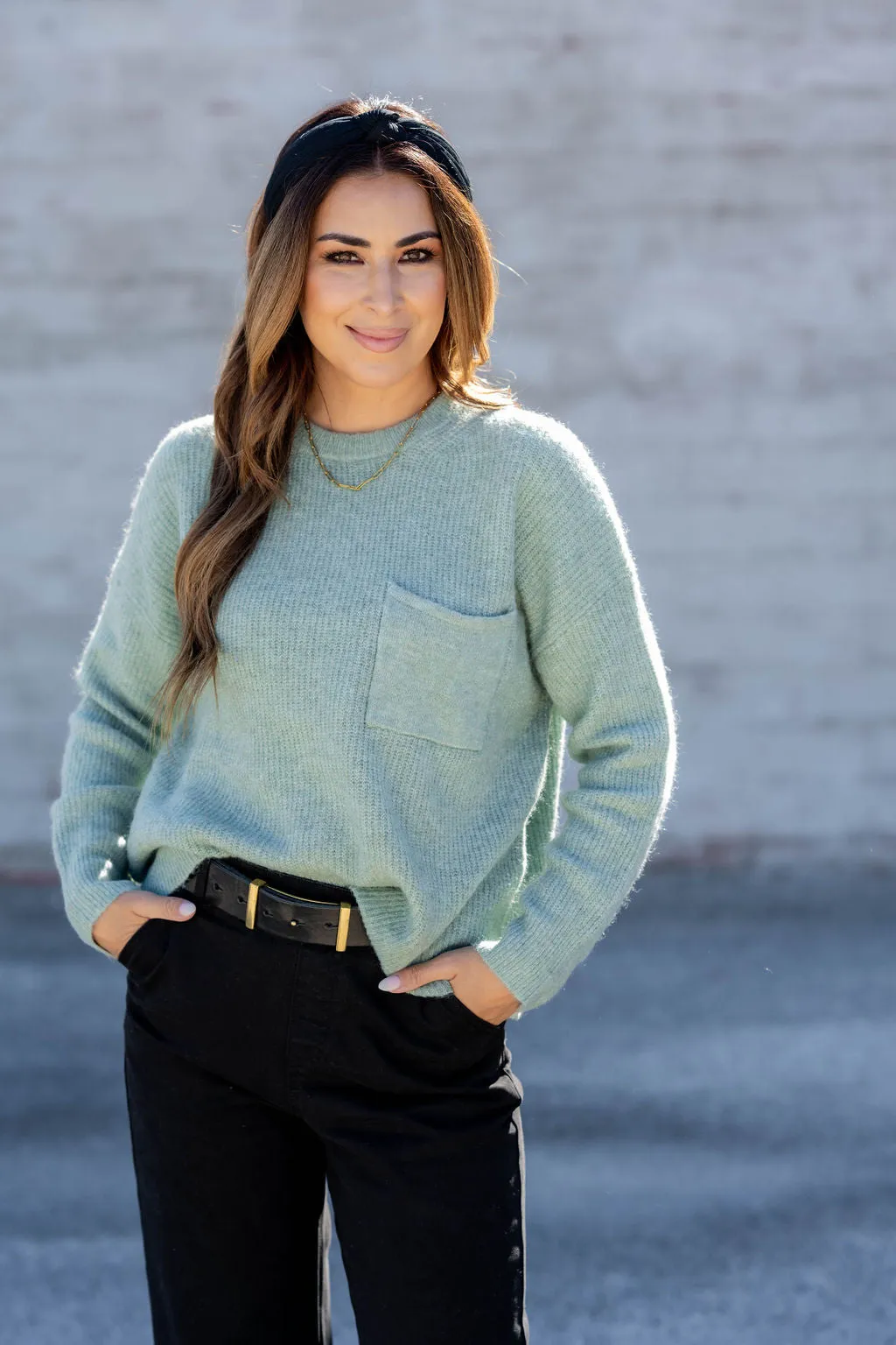 Pocket Accented Knit Sweater