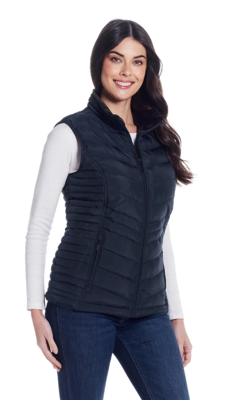 QUILTED PUFFER VEST WITH PLUSH LINING