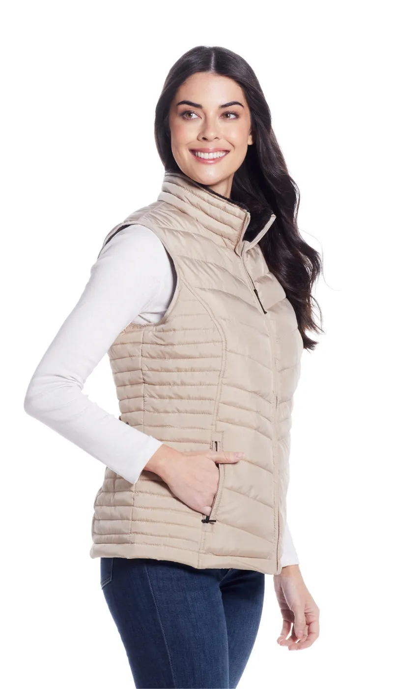 QUILTED PUFFER VEST WITH PLUSH LINING