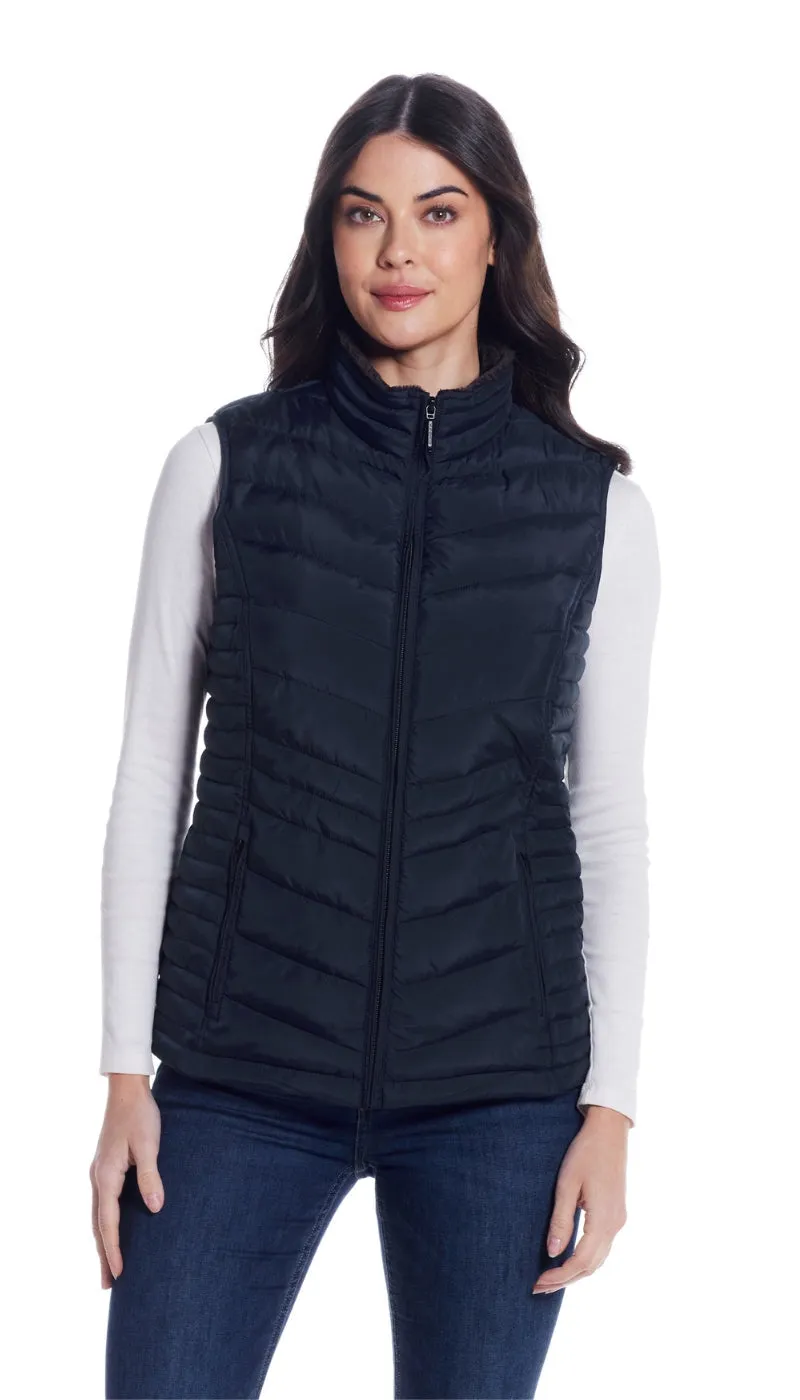 QUILTED PUFFER VEST WITH PLUSH LINING