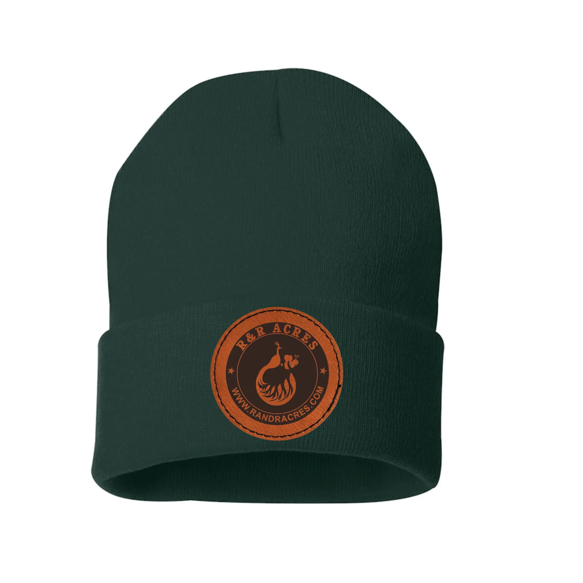 R & R Leather Patch Beanie