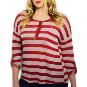 Round Neck Long Sleeve Striped Knit Top