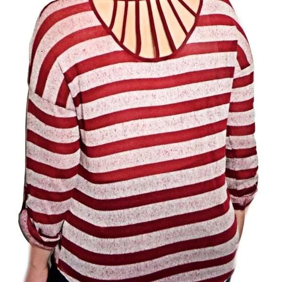 Round Neck Long Sleeve Striped Knit Top