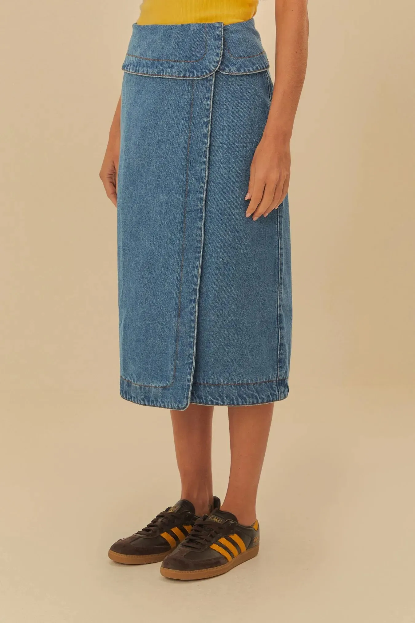 Saia Jeans Midi Envelope