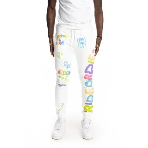 Slim Multicolor Fashion Jogger - Cream