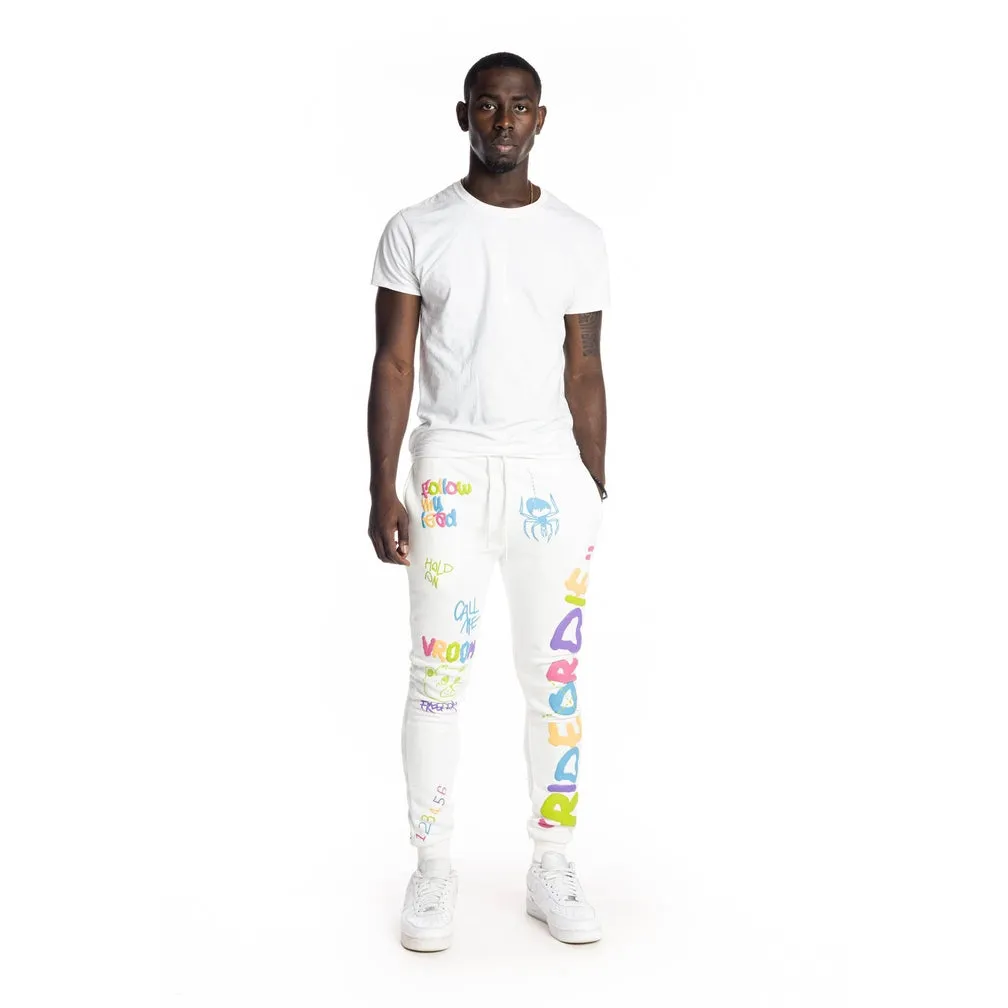 Slim Multicolor Fashion Jogger - Cream