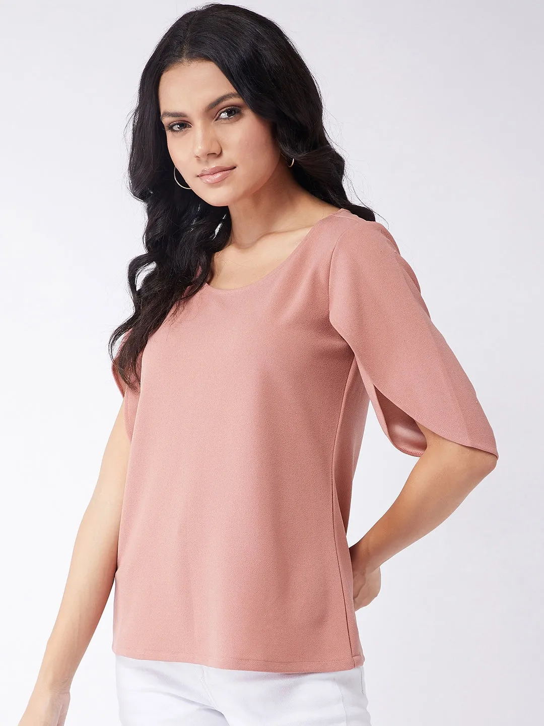 Solid Top With Petal Sleeves