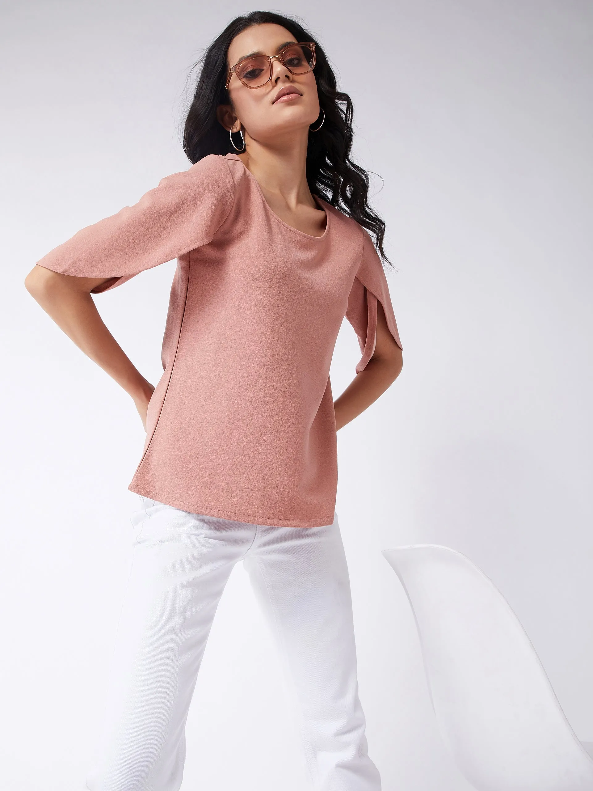 Solid Top With Petal Sleeves