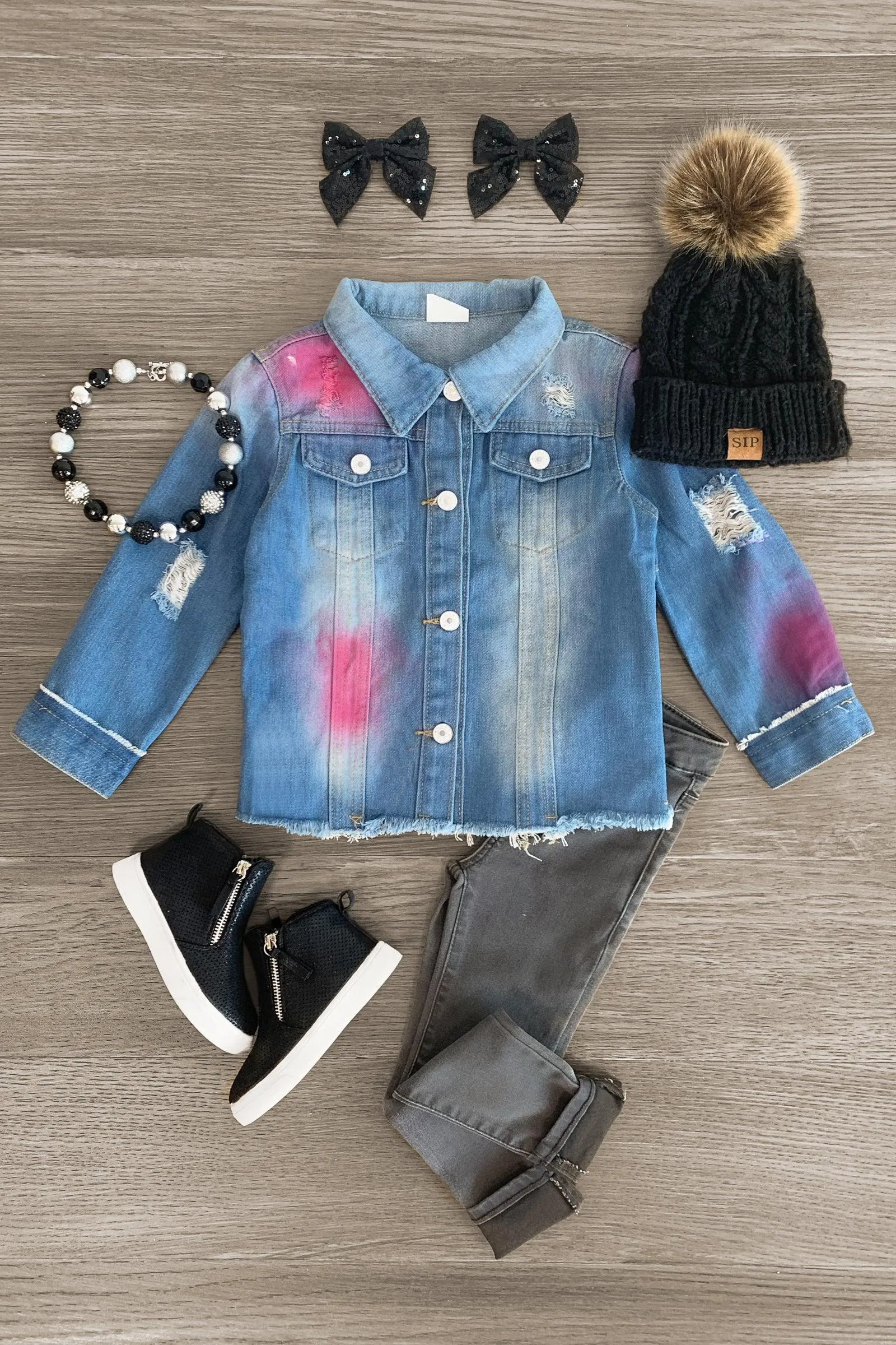 Spray Paint Distressed Denim Jacket