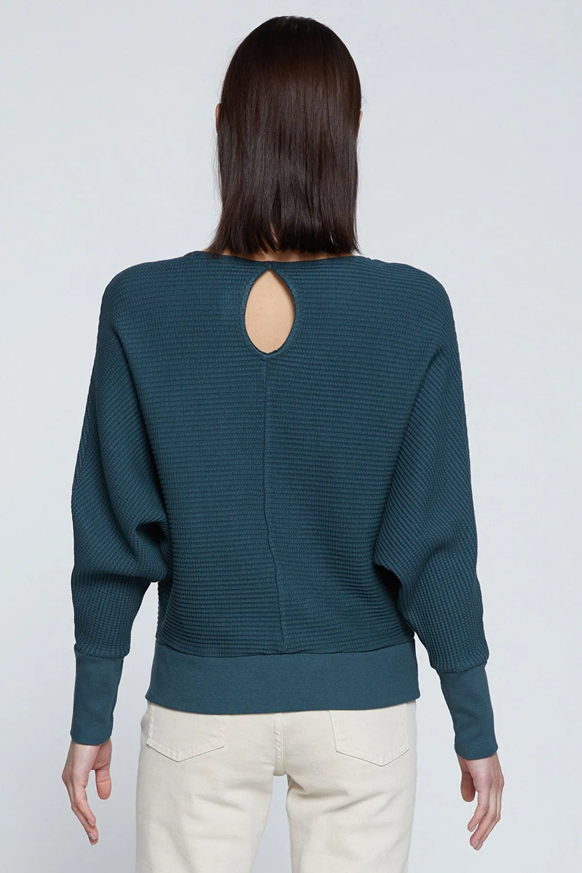 Stateside Luxe Thermal Dolman Boatneck in Verde