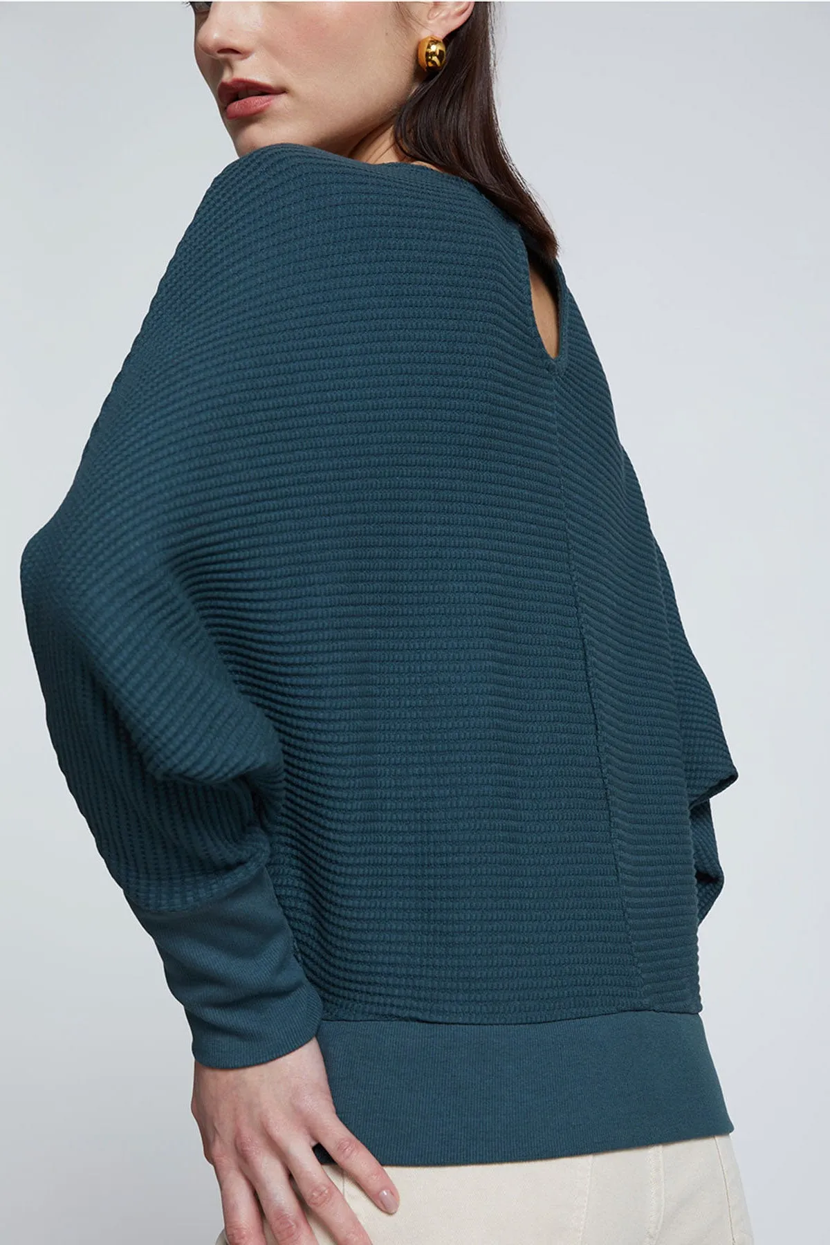 Stateside Luxe Thermal Dolman Boatneck in Verde