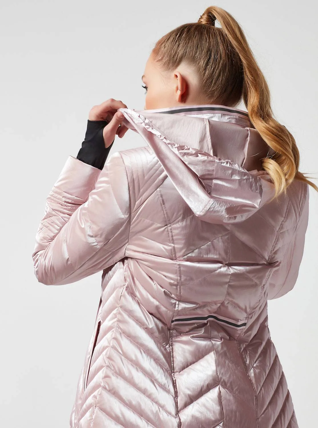 Super Hero Puffer With Reflective Trim - Pink