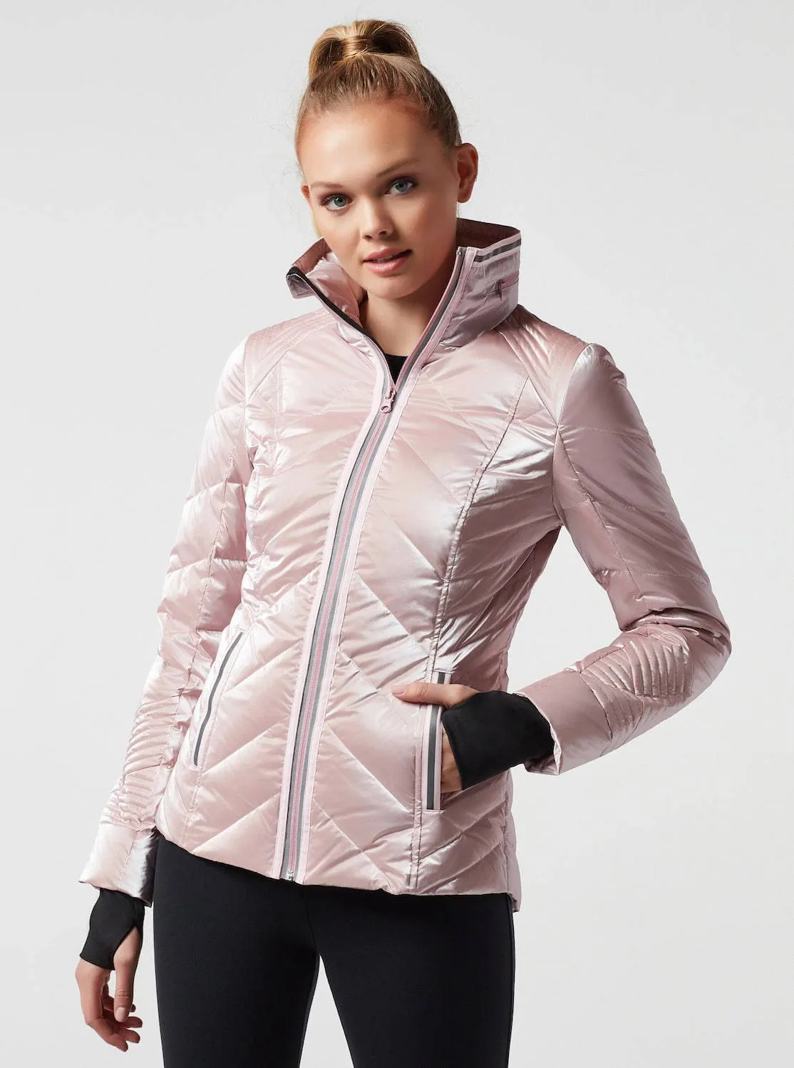 Super Hero Puffer With Reflective Trim - Pink