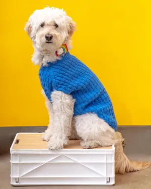 The Uptown Cable Knit Sweater in French Blue American Cotton (Made in NYC)