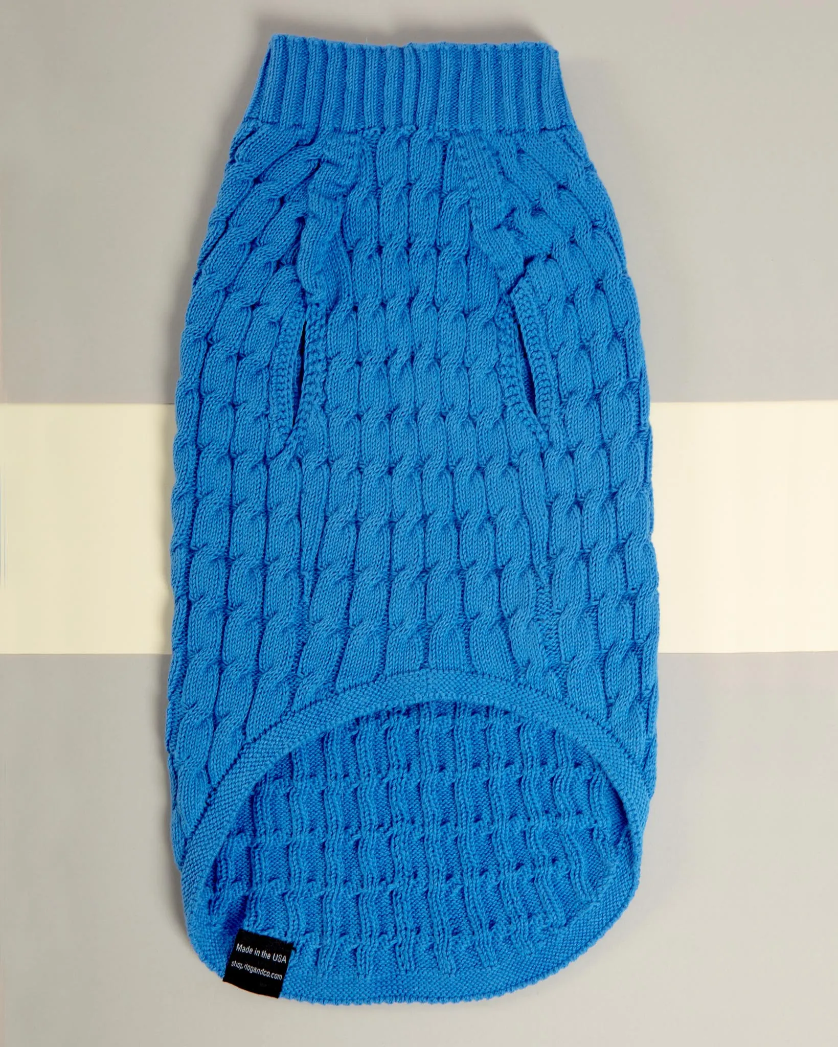 The Uptown Cable Knit Sweater in French Blue American Cotton (Made in NYC)