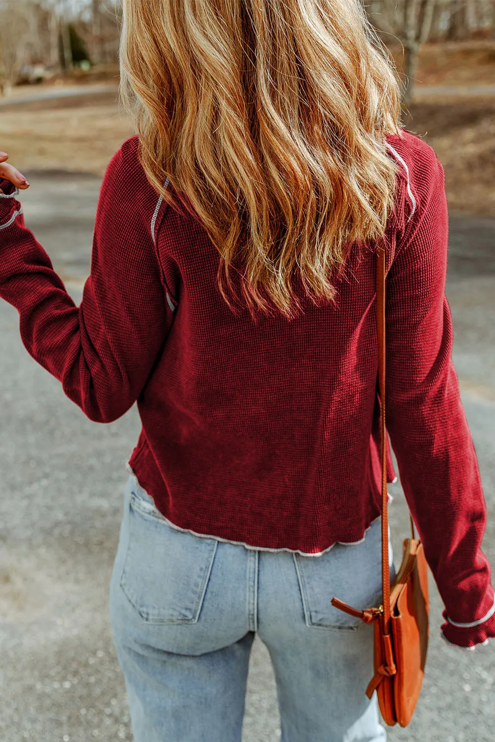 Thermal Red "Game Day" Football Graphic Knit Top