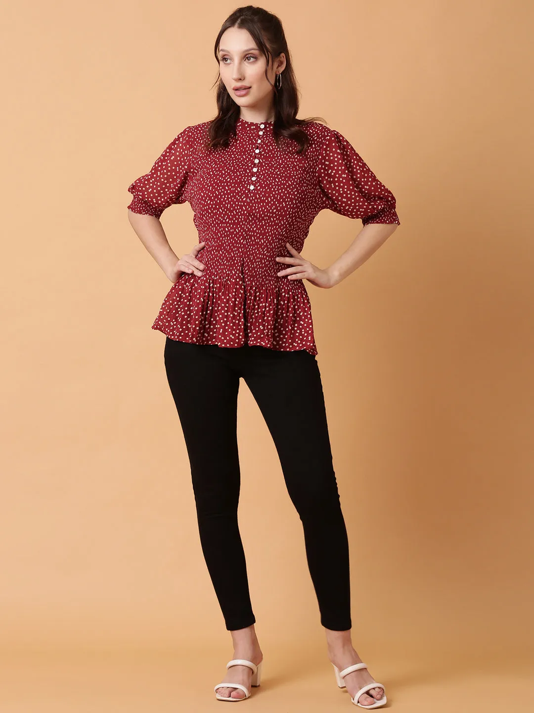 Women Red Polka Dots Top