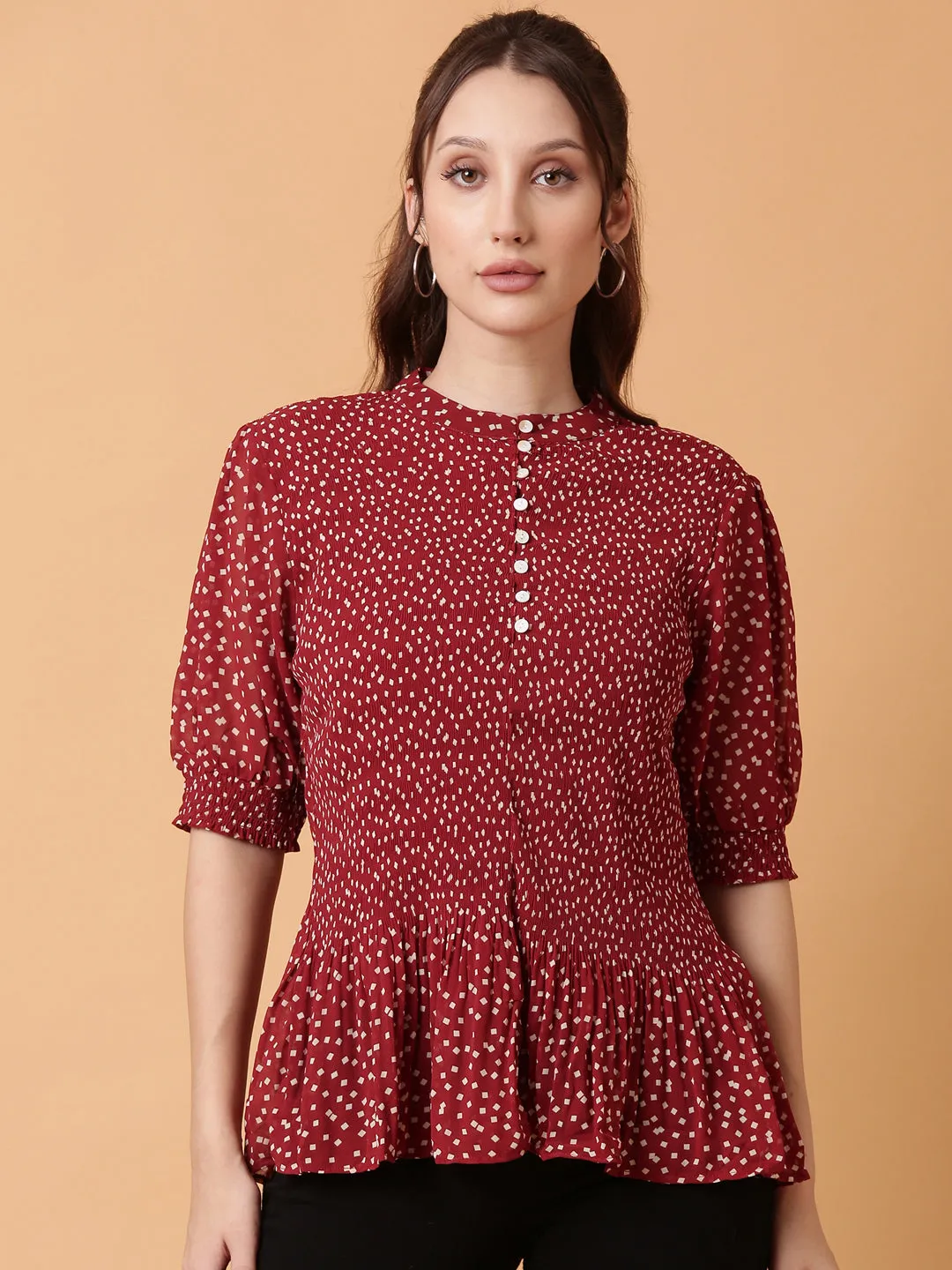 Women Red Polka Dots Top