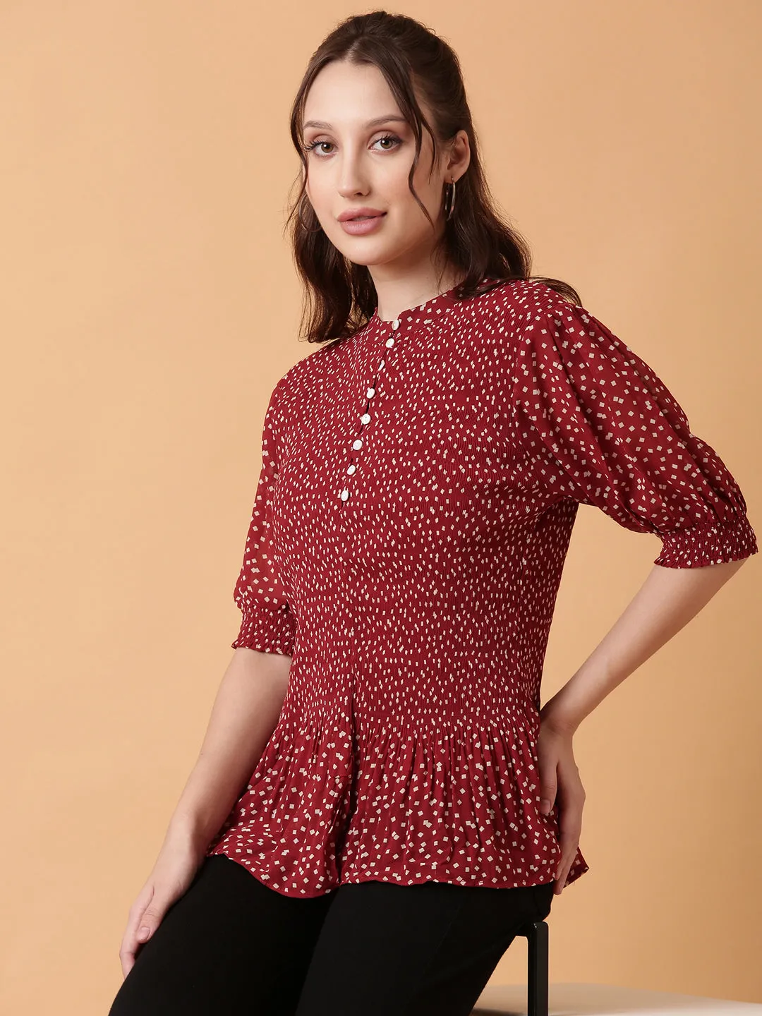 Women Red Polka Dots Top