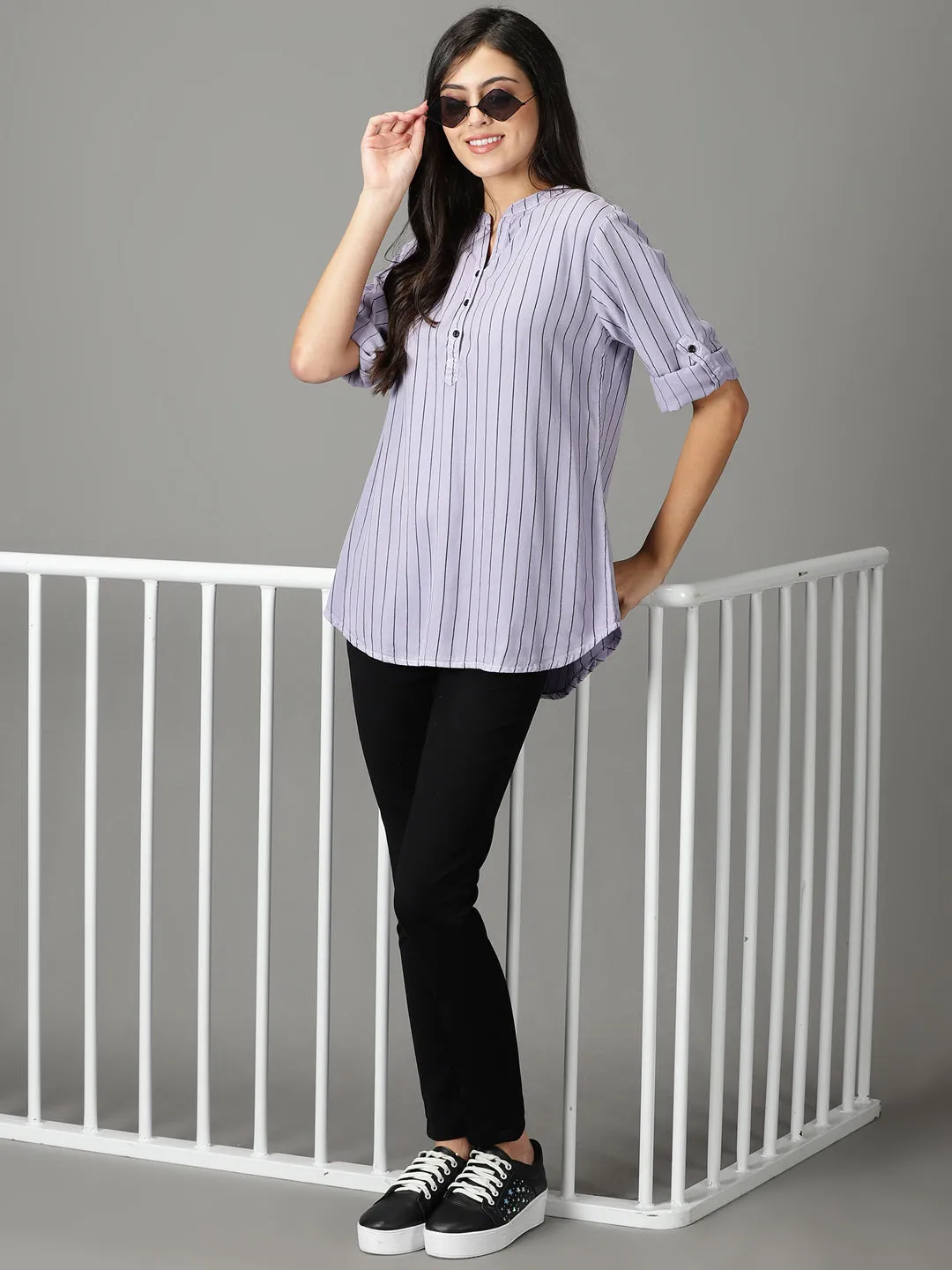 Women's Lavender Striped Top