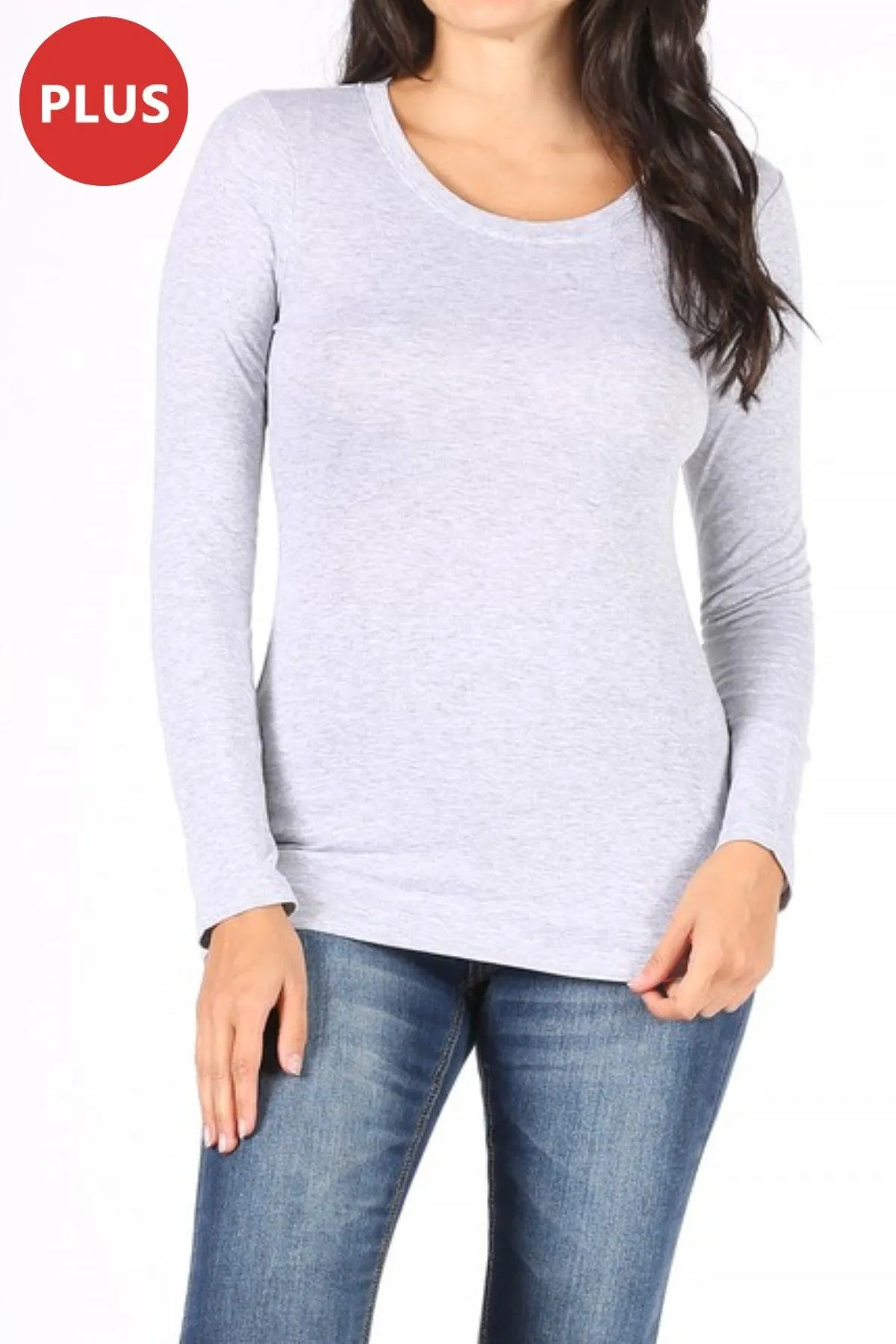 Women's Plus Size Basic Long Sleeve Round Neck Tee