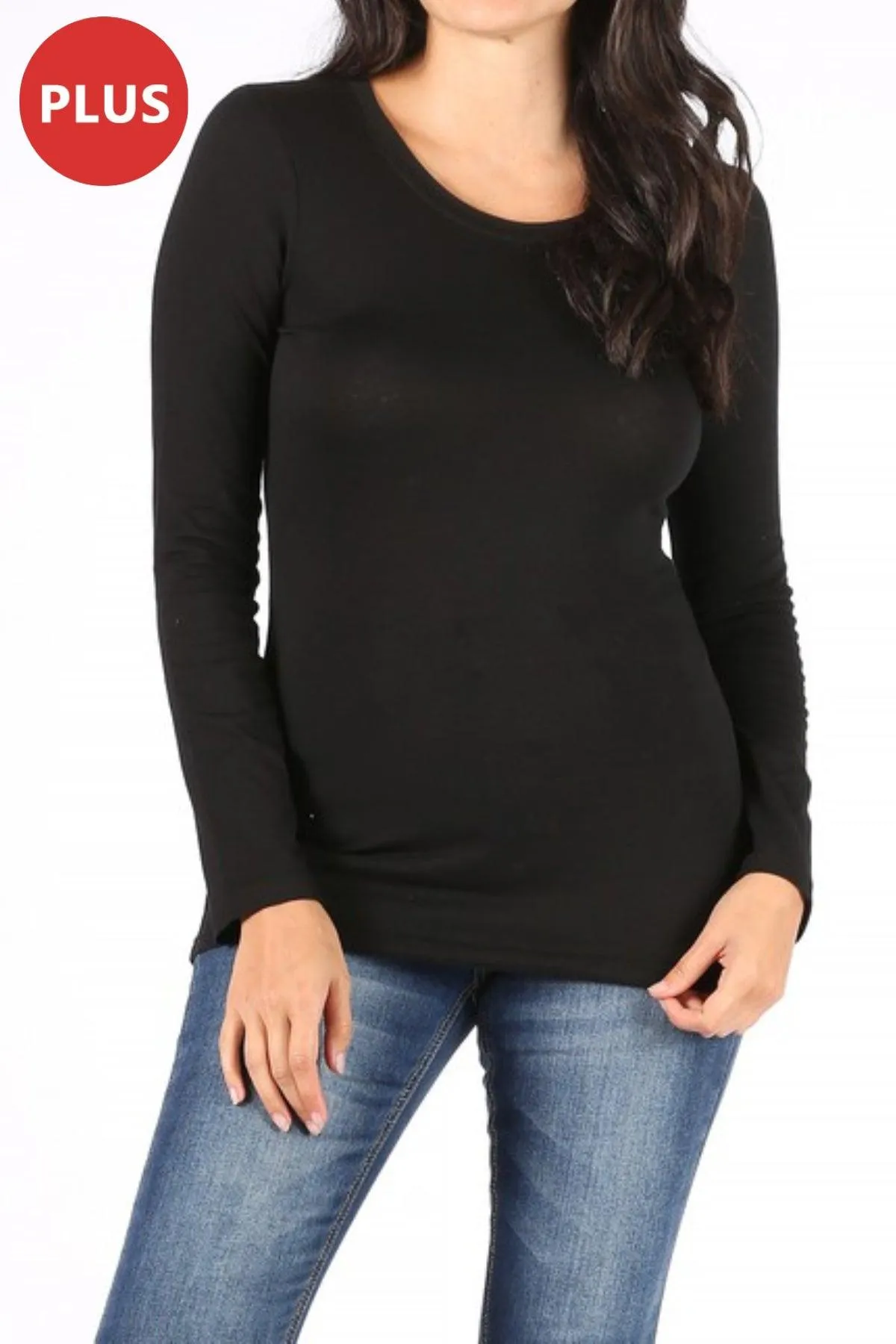 Women's Plus Size Basic Long Sleeve Round Neck Tee