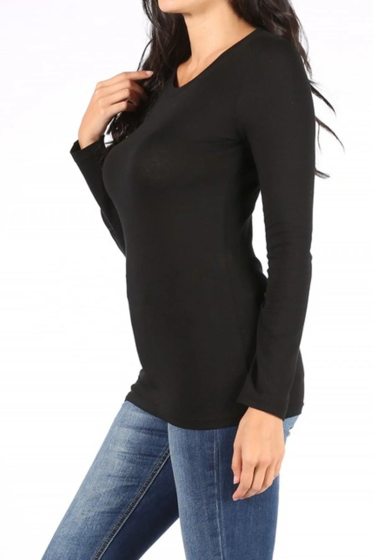 Women's Plus Size Basic Long Sleeve Round Neck Tee