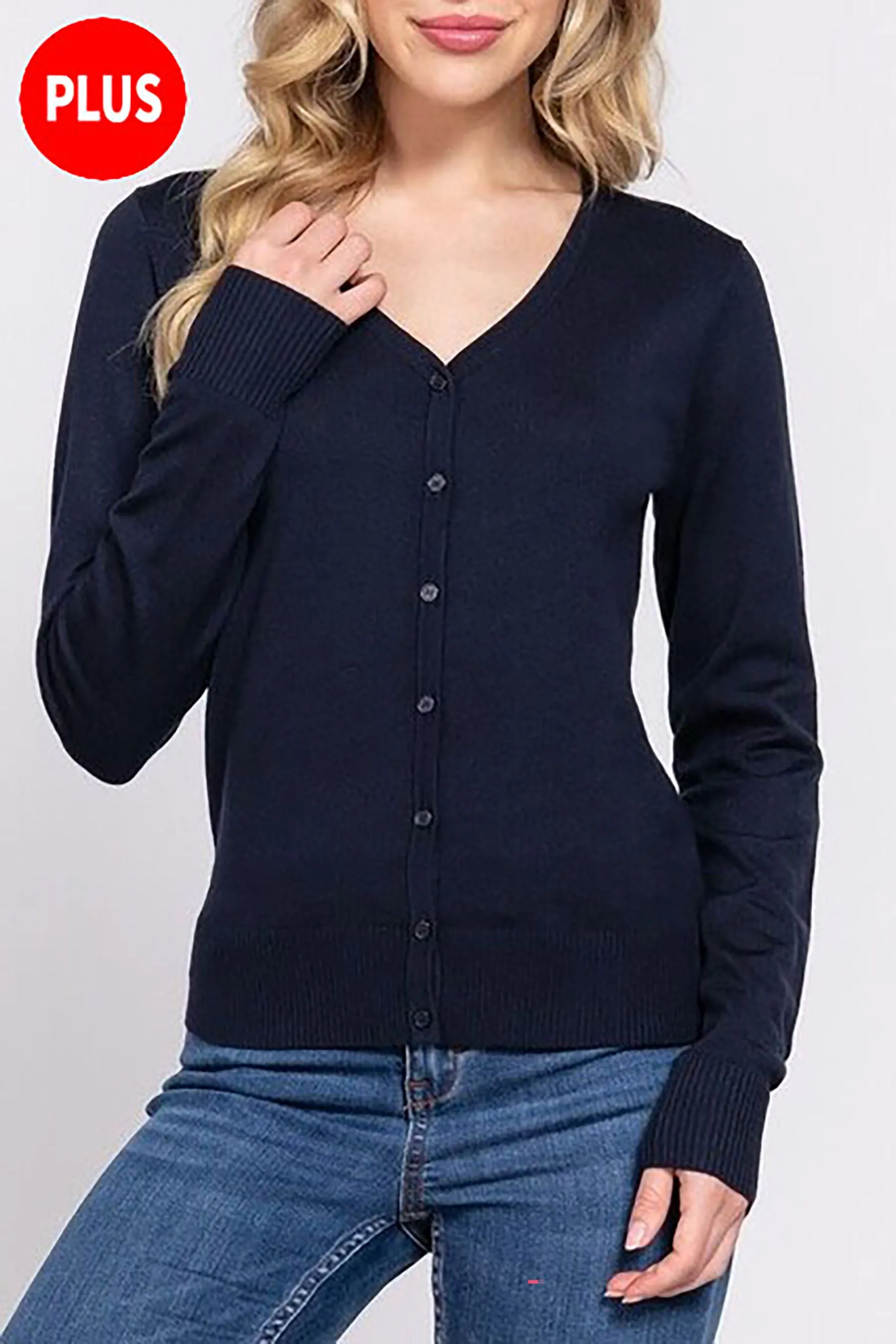 Women's Plus Size Long Sleeve Button Down Sweater Cardigan