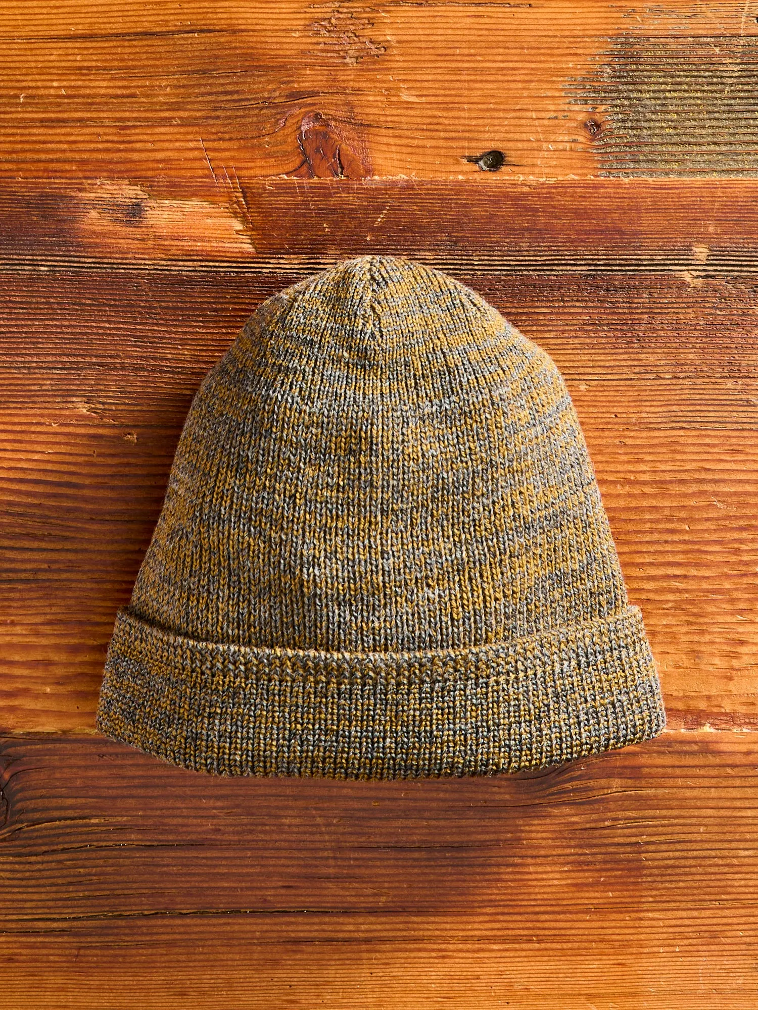 Wool Knit Watch Cap in Charcoal/Goldmine Mix