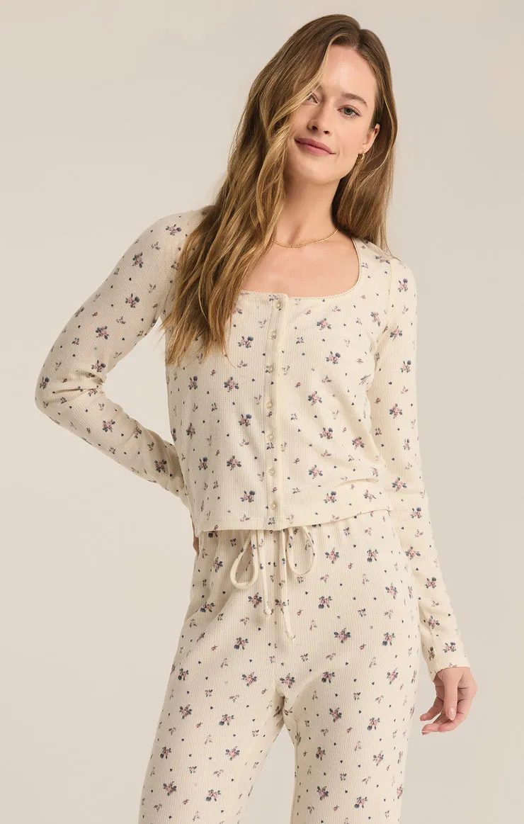 Z-Supply Tess Rosebud Long Sleeve Top - SEA SALT