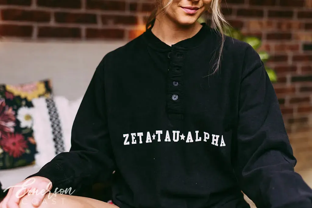 Zeta Tau Alpha Star Black Henley