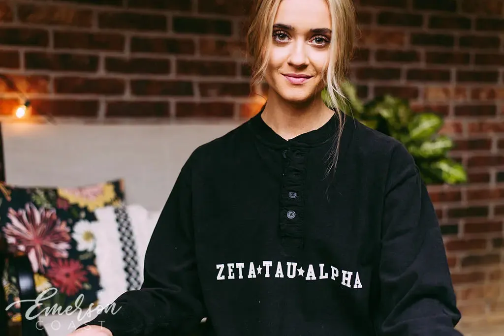 Zeta Tau Alpha Star Black Henley